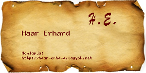 Haar Erhard névjegykártya